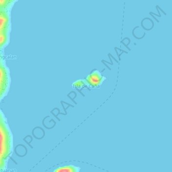 Mapa topográfico Isla de Caña, altitud, relieve