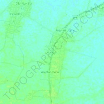 Mapa topográfico Anjatan, altitud, relieve