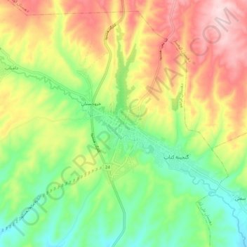 Mapa topográfico Hashtrud, altitud, relieve