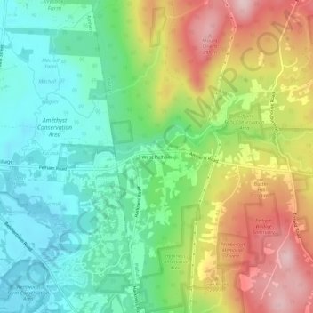 Mapa topográfico West Pelham, altitud, relieve