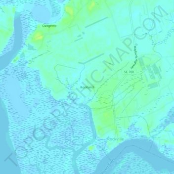 Mapa topográfico Rockland, altitud, relieve