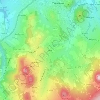 Mapa topográfico Laprat, altitud, relieve