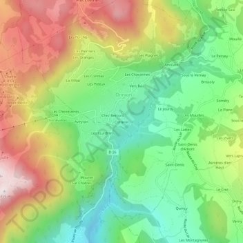 Mapa topográfico Cotteret, altitud, relieve