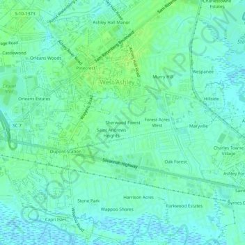 Mapa topográfico Sherwood Forest, altitud, relieve