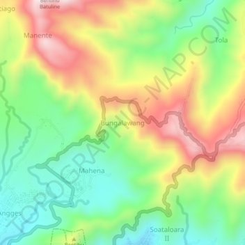 Mapa topográfico Bungalawang, altitud, relieve