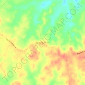 Mapa topográfico El Boquerón, altitud, relieve