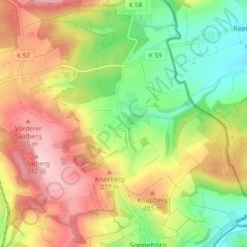 Mapa topográfico Uhlental, altitud, relieve