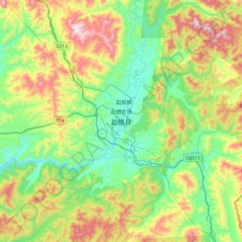 Mapa topográfico 勐腊县, altitud, relieve