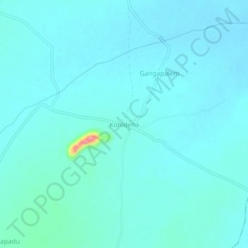 Mapa topográfico Konidena, altitud, relieve