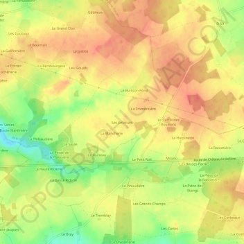 Mapa topográfico Les Jarossais, altitud, relieve