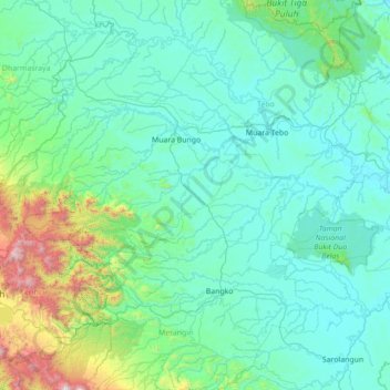 Mapa topográfico Pelepat, altitud, relieve