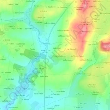 Mapa topográfico Le Bas Rocher, altitud, relieve
