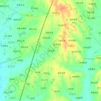 Mapa topográfico 汪土地湾, altitud, relieve