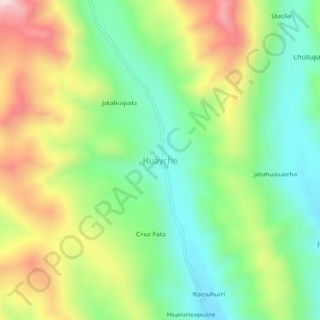 Mapa topográfico Huaycho, altitud, relieve
