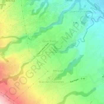 Mapa topográfico Mon Repos, altitud, relieve