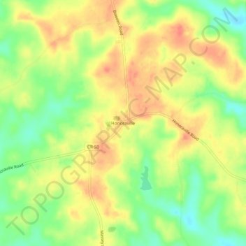 Mapa topográfico Honoraville, altitud, relieve