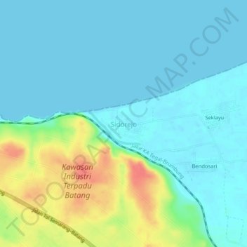 Mapa topográfico Sidorejo, altitud, relieve