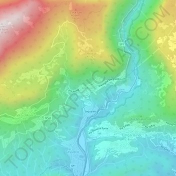 Mapa topográfico Anduins, altitud, relieve
