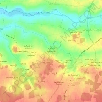 Mapa topográfico La Bosnière, altitud, relieve