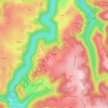 Mapa topográfico Comps, altitud, relieve