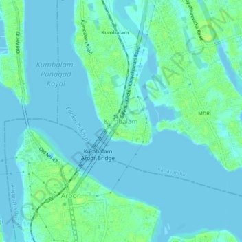 Mapa topográfico Kumbalam, altitud, relieve