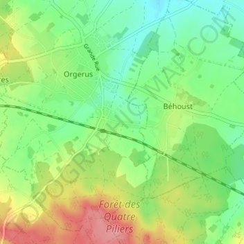 Mapa topográfico Le Moutier, altitud, relieve