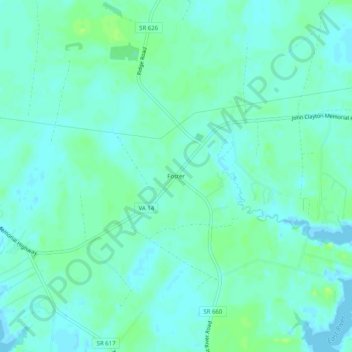 Mapa topográfico Foster, altitud, relieve