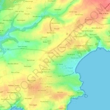 Mapa topográfico Keres, altitud, relieve