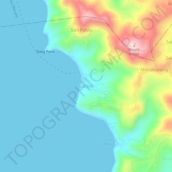 Mapa topográfico Locloc, altitud, relieve