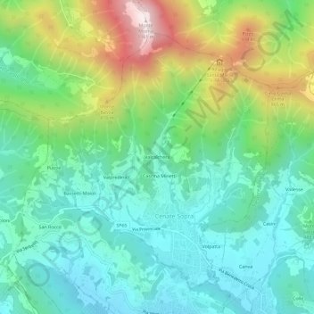 Mapa topográfico Valcalchera, altitud, relieve