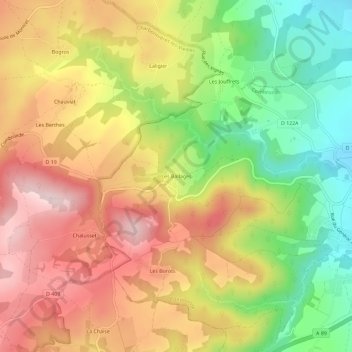 Mapa topográfico Les Ballages, altitud, relieve