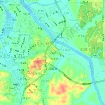 Mapa topográfico 马头山社区, altitud, relieve