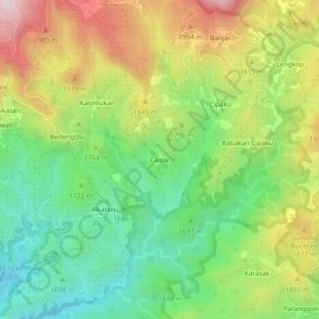 Mapa topográfico Cikole, altitud, relieve