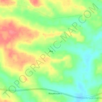 Mapa topográfico Kra, altitud, relieve