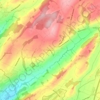 Mapa topográfico Fiaugères, altitud, relieve