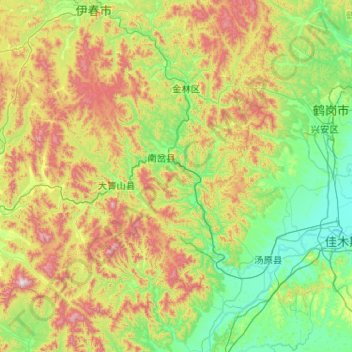 Mapa topográfico 南岔县, altitud, relieve