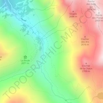 Mapa topográfico Les Ars Dessus, altitud, relieve