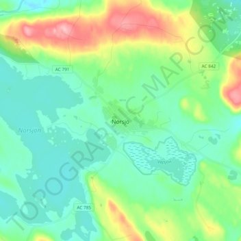 Mapa topográfico Norsjö, altitud, relieve