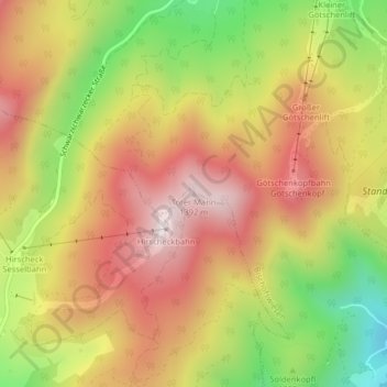 Mapa topográfico Toter Mann, altitud, relieve