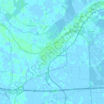 Mapa topográfico Migliarino, altitud, relieve