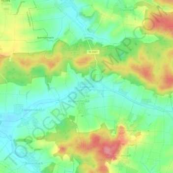 Mapa topográfico Axtbrunn, altitud, relieve
