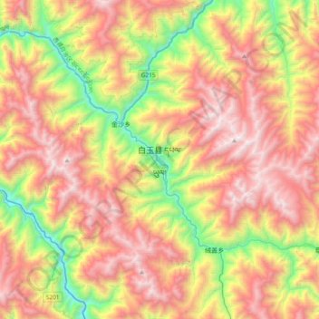 Mapa topográfico Baiyu, altitud, relieve