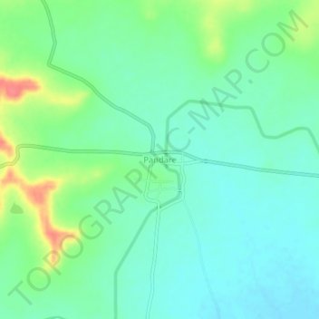 Mapa topográfico Pandare, altitud, relieve