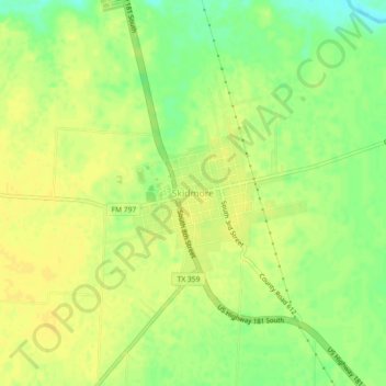 Mapa topográfico Skidmore, altitud, relieve