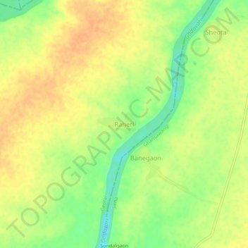 Mapa topográfico Raheri, altitud, relieve