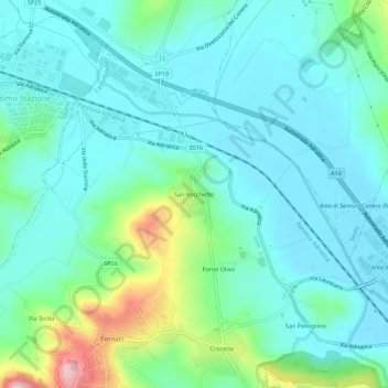 Mapa topográfico San Rocchetto, altitud, relieve