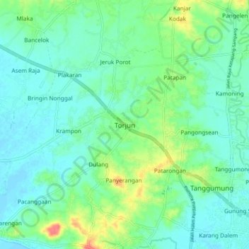 Mapa topográfico Torjun, altitud, relieve