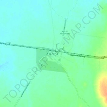 Mapa topográfico Jericho, altitud, relieve