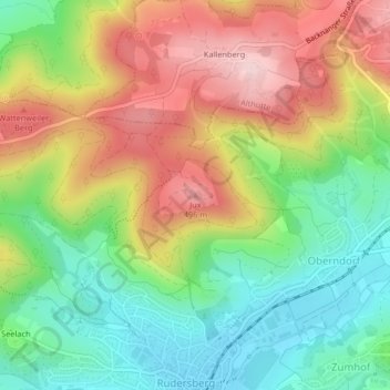 Mapa topográfico Jux, altitud, relieve