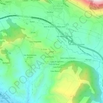 Mapa topográfico Casale, altitud, relieve